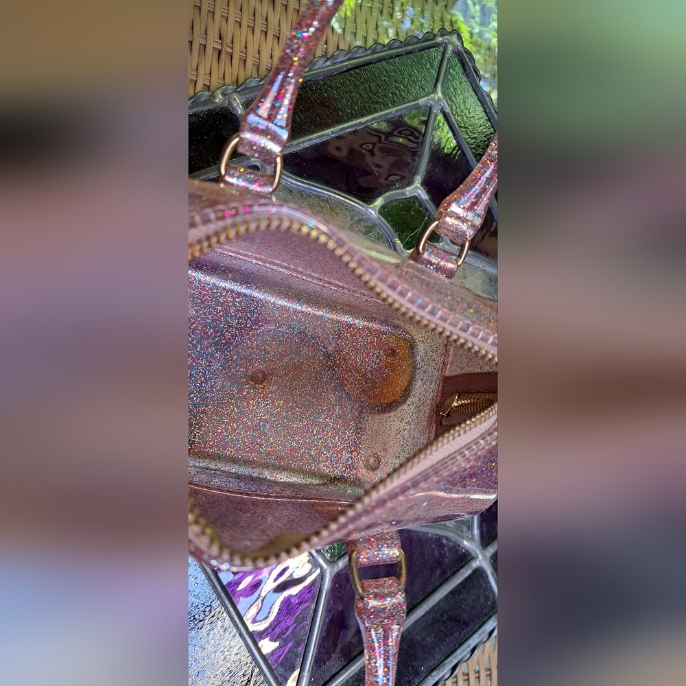 Mini Pink Jelly Glitter Handbag. - Picture 6 of 10